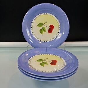 4 Sakura Evolution Melamine Plates Gracey Knight Design Blue with Cherrie 9.25"